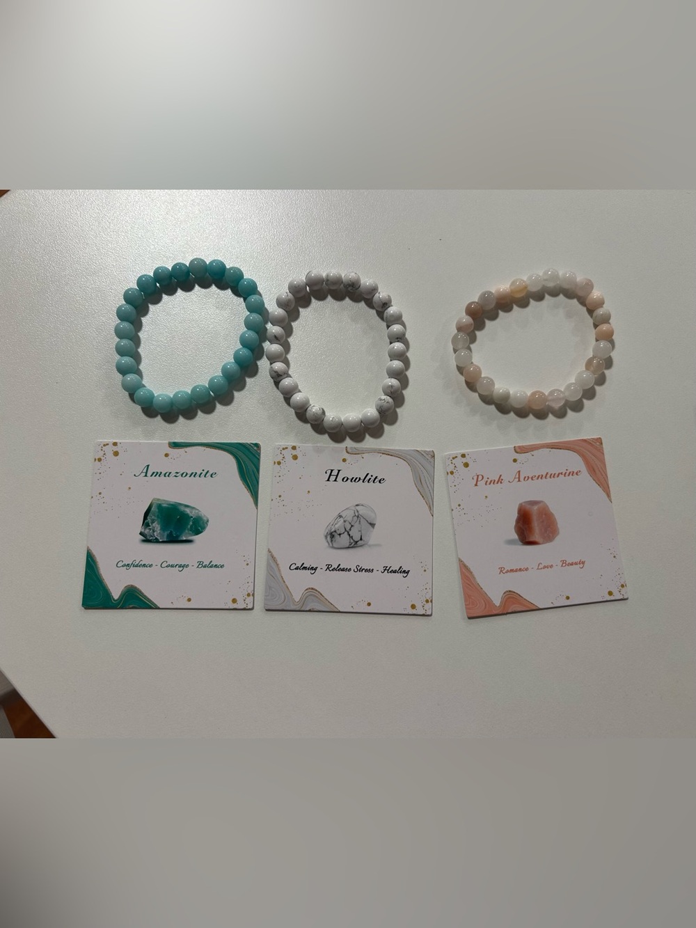 Beaded Bracelets - Stone Stretch Bracelets (3 pack)
